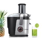 Bosch MES4000, Centrifugal juicer 1000 W, 2 speeds, 3 lt pulp container, 1.5 ltr juice container & foam separator, XXL feeding tube (84 mm), ceramic knife, electropolished stainless steel sieve, die-cast aluminum body and clamps, juice outlet with drip-s