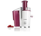 Bosch MES25C0,Centrifugal juicer 700 W, 2 speeds, 2 lt pulp container, 1.25 ltr juice container & foam separator, XL feeding tube (73 mm), ceramic knife, s/s sieve, plastic body, die-cast aluminum clamps, juice outlet with drip-stop and made of stainless
