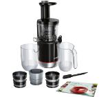 Bosch MESM731M, Slow juicer VitaExtract 150 W, 55 rpm, 1 speed + reverse function, tritan screw, MixControl lever, juice container 1 l, pulp container 1,3l, 3 filters (fine, coarse and sorbet), black / brushed s/s