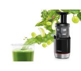 Bosch MESM731M, Slow juicer VitaExtract 150 W, 55 rpm, 1 speed + reverse function, tritan screw, MixControl lever, juice container 1 l, pulp container 1,3l, 3 filters (fine, coarse and sorbet), black / brushed s/s