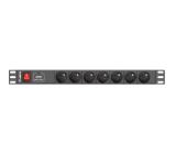 Lanberg power distribution unit (PDU) 19"1U 16A 7 SOCKETS 2M, black