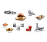 Bosch MFW2517W, Meat mincer, SmartPower Meat mincer from SmartPower range: 1500W, 1,7 kg/min, 2 sieves, 1 sausage horn, fruit press attachment, shredder with 3 barrels, no reverse, white
