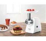 Bosch MFW2510W, Meat mincer, SmartPower Meat mincer from SmartPower range: 1500W, 1,7 kg/min, 2 sieves, 1 sausage horn, no reverse, white