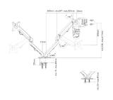 Neomounts Flat Screen Desk Mount (stand/grommet) for 2 screens