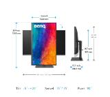 BenQ PD3205U 32" IPS 4ms 3840x2160 4K, DesignVue Designer Mon,100% sRGB,PIP/PBP,CAD/CAM,Disp Pilot,Flicker-free,LBL,1000:1,20M:1 DCR,10 Bit,250cd/m2,USB C(PowerDelivery 90W),HDMI,DP,miniDP,USB Hub, PIP/PBP,KVM,Card R/W,2x2.5W,HAdj.,Swivel,Pivot,Tilt,Gray