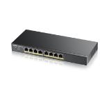 ZyXEL GS1900-8HP, 8-port GbE L2 PoE Smart Switch, 802.3at, desktop, fanless, 70 Watt