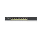 ZyXEL GS1900-8HP, 8-port GbE L2 PoE Smart Switch, 802.3at, desktop, fanless, 70 Watt