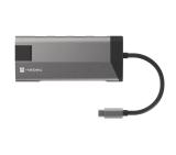 Natec Fowler Plus Multiport Adapter 8 in 1, USB 3.0 HUB, HDMI 4K, USB-C PD, RJ45, SD, Micro
