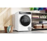 Bosch WQB246C0BY, SER8, Tumble dryer with heat pump 9kg A+++ / B cond. 61dB, selfCleaning Condenser, drain set, Reverse tumble action, interior light, HC, White