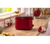 Bosch TAT2M124, MyMoment Compact toaster, 950 W, Auto power off, Defrost and reheat setting, Integrated warming grid, High lift, Red