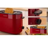 Bosch TAT2M124, MyMoment Compact toaster, 950 W, Auto power off, Defrost and reheat setting, Integrated warming grid, High lift, Red