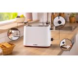 Bosch TAT3M121, MyMoment Compact toaster, 950 W, Auto power off, Defrost and reheat setting, Removable and foldable bun attachment, High lift, Matte White