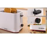 Bosch TAT3M121, MyMoment Compact toaster, 950 W, Auto power off, Defrost and reheat setting, Removable and foldable bun attachment, High lift, Matte White