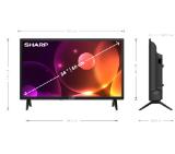 Sharp 24FA2E, 24" LED HD 1366x768, 100 000:1, DVB-T/T2/C/S/S2, Active Motion 100, Speaker 2x3W, Dolby Digital, CI+, 3xHDMI, 2xUSB, Bluetooth, LAN, Video/Audio input (3 x RCA), 2 pole Stand