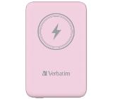 Verbatim MCP-10PK Power Pack 10000 mAh with UBS-C PD 20W / Magnetic Wireless Charging 15W Pink