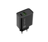 Natec USB Charger Ribera 1X USB-A + 1X USB-C 20W, Black