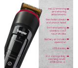 Beurer MN4X beard styler, 2 Attachments, slim titanium contour blade, Battery and mains operation, LED display, 10 cutting lengths, 2 comb attachments with length adjustment: 3-7 and 8-12 mm,Water-resistant
