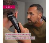 Beurer MN5X hair clipper, 7 Attachments, 6 adjustable cutting lengths and 4-stage fine adjustment, LED display with battery display, Battery and mains operation, travel lock display and charge display, storage bag