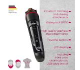 Beurer MN9X body groomer, 11 attachments with 16 cutting lengths for trimming and shaving on the entire body, Waterproof (IPX7),  Quick-charge function, LED display, Incl. practical hard case