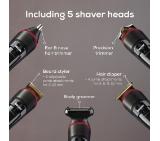 Beurer MN9X body groomer, 11 attachments with 16 cutting lengths for trimming and shaving on the entire body, Waterproof (IPX7),  Quick-charge function, LED display, Incl. practical hard case