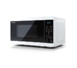 Sharp YC-MS02E-W, Fully Digital, Cavity Material -steel, 20l, 800 W, LED Display Blue, Timer & Clock function, Child lock, Silver/Black door, Defrost, Cabinet Colour: White