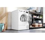 Bosch WTH8520BBY, SER4,  Tumble dryer with heat pump 8kg, A++/D, 63dB EasyClean, drain set, silver-blackgrey door