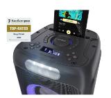 Sharp Speakers PS-949, XPARTY STREET BEAT  2 x 8" woofers + horn tweeter, max power output 132 W, 12 h play time by built in battery, True wireless Stereo, USB Music playback and charging, DJ FX, BT 5.0, 2 x Mic/Guitar inputs, Splashproof (IPX4), Black