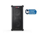 Sharp Speakers CP-LS100, SUMOBOX HIGH PERFORMANCE PORTABLE SPEAKER  120W RMS / 105dB via 2 x 8" woofers + 2 x 2" tweeters, 10 h play time by built in battery, Duo-mode/True Wireless Stereo (TWS), USB x2 (charging only), BT 5.0, 3.5mm Aux-in / line, Black
