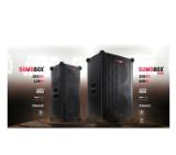 Sharp Speakers CP-LS100, SUMOBOX HIGH PERFORMANCE PORTABLE SPEAKER  120W RMS / 105dB via 2 x 8" woofers + 2 x 2" tweeters, 10 h play time by built in battery, Duo-mode/True Wireless Stereo (TWS), USB x2 (charging only), BT 5.0, 3.5mm Aux-in / line, Black