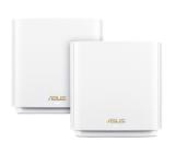 Asus Mesh WiFi system, ZenWiFi XT8 V2 2PK, AX6600, Tri-Band, coverage up to 510m2, Quad-Core 1.5GHz CPU, 256MB/512MB Flash/RAM, 2.5G port, AiProtection Pro, Adaptive QoS, VPN server/client, IPTV, OFDMA, Beamforming, AiMesh, White