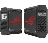 Asus Gaming Mesh WiFi system, ROG Rapture GT6 2PK, AX10000,Tri-Band, up to 540m2, Tri-Core 1.7GHz CPU, 256MB/512MB Flash/RAM, 2.5G port, AiProtection Pro, Adaptive QoS, VPN server/client, IPTV, OFDMA, MU-MIMO, Beamforming, Link Aggregation, AiMesh, Black