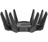 Asus Gaming Wireless Router, ROG Rapture GT-AXE16000, AXE16000, Quad-Band, Quad-Core 2.0GHz CPU, 256MB/2GB Flash/RAM, 10G dual-port, AiProtection Pro, Adaptive QoS, VPN Fusion, IPTV, OFDMA, MU-MIMO, Beamforming, Link Aggregation, RGB, AiMesh, Black