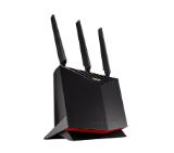 Asus 4G Router, 4G-AC86U, AC2600, 4G+ Cat. 12, LTE: Downlink 600 Mbps / Uplink 150 Mbps, 128MB/512MB Flash/RAM, Captive portal,  Aiprotection Pro, Adaptive QoS, VPN server/client, IPTV, MU-MIMO, Beamforming,Black