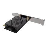 Asus PCI-E Adapter, PCE-BE92BT, BE9400, Tri-Band, Bluetooth 5.4, magnetized base, WPA3, OFDMA, MLO, only compatible with lntel motherboards, Black