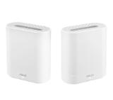 Asus Business Mesh WiFi system, ExpertWiFi EBM68 2PK, AX7800, Tri-Band, Quad-Core 1.7GHz CPU, 256MB/1GB Flash/RAM, 2.5G port, OFDMA, Beamforming, 8 SSIDs, customize guest portal, Commercial-Grade Network Security & VPN, wall mounting,White