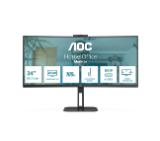 AOC CU34V5C/BK, 34" Curved 1500R VA WLED, 3440x1440@100Hz, 4ms GtG, 1ms MPRT, 300cd m/2, 3000:1, 20M:1 DCR, Adaptive Sync, FlickerFree, Low Blue Light, 5Wx2, Tilt, Height Adjust, Swivel, HDMI, DP, USB hub