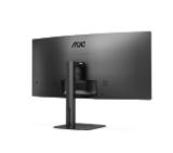 AOC CU34V5C/BK, 34" Curved 1500R VA WLED, 3440x1440@100Hz, 4ms GtG, 1ms MPRT, 300cd m/2, 3000:1, 20M:1 DCR, Adaptive Sync, FlickerFree, Low Blue Light, 5Wx2, Tilt, Height Adjust, Swivel, HDMI, DP, USB hub