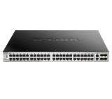 D-Link 48x10/100/1000BASE-T PoE ports (370W budget) Layer 3 Stackable Managed Gigabit Switch with 2x10GBASE-T ports and 4xSFP+ ports