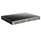 D-Link 48x10/100/1000BASE-T PoE ports (370W budget) Layer 3 Stackable Managed Gigabit Switch with 2x10GBASE-T ports and 4xSFP+ ports
