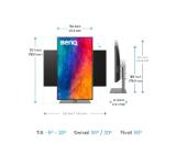 BenQ PD3225U, 32”, 4K Designer Monitor, AQCOLOR, IPS Black, 2000:1, 98% P3, 100% sRGB, 100% Rec.709, Factory Calibrated, Calman Verified, Pantone SkinTone, HDR10 and HDR 400,  M-Book mode, Daisy chain via Thunderbolt 3, PD85W, DPAlt Mode, HDMI 2.0
