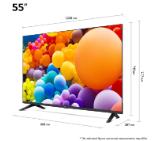 LG 55UT73003LA, 55" 4K UltraHD TV 4K (3840 x 2160), DVB-T2/C/S2, webOS 24 Smart TV, ThinQ AI, Alpha 5 AI 4K Gen7, WiFi, HDR10, ALLM/HGiG, AI Upscaling, AI Sound(Virtual 9.1.2 Up-mix), AirPlay, Quick Card, HDMI eARC, CI, LAN, USB, Bluetooth, 2 Pole