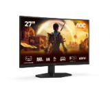 AOC C27G42E, 27" Curved 1500R, VA, WLED, 1920x1080@180Hz, 1ms GtG, 0.5ms MPRT, 300cd m/2, 3000:1, 80M:1 DCR, Adaptive Sync, FlickerFree, Low Blue Light, 2Wx2, Tilt, 2xHDMI, DP