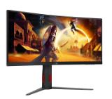 AOC CU34G4Z, 34" Curved 1500R, VA, WLED, 3440x1440@240Hz, 1ms GtG, 0.3ms MPRT, 450cd m/2, 2500:1, 80M:1 DCR, Adaptive Sync, FlickerFree, Low Blue Light, Tilt, Height Adjust, Pivot, Swivel, 2xHDMI, DP, USB hub