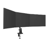 Neomounts Nero Triple Flat Screen Desk Mount (phone holder+Quick-fix clamp/grommet)