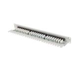 Lanberg patch panel 24 port 1U 19" CAT.6 utp with cable organizer grey