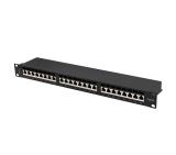 Lanberg patch panel 24 port 1U 19" CAT.6a ftp with cable organizer shielded black