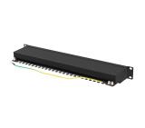 Lanberg patch panel 24 port 1U 19" CAT.6a ftp with cable organizer shielded black