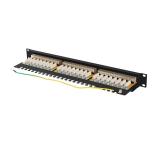 Lanberg patch panel 24 port 1U 19" CAT.6a ftp with cable organizer shielded black