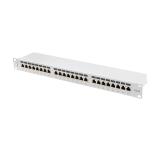 Lanberg patch panel 24 port 1U 19" CAT.6a ftp with cable organizer shielded grey