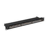 Lanberg patch panel 24 port 1U 19" CAT.7 ftp with cable organizer shielded black